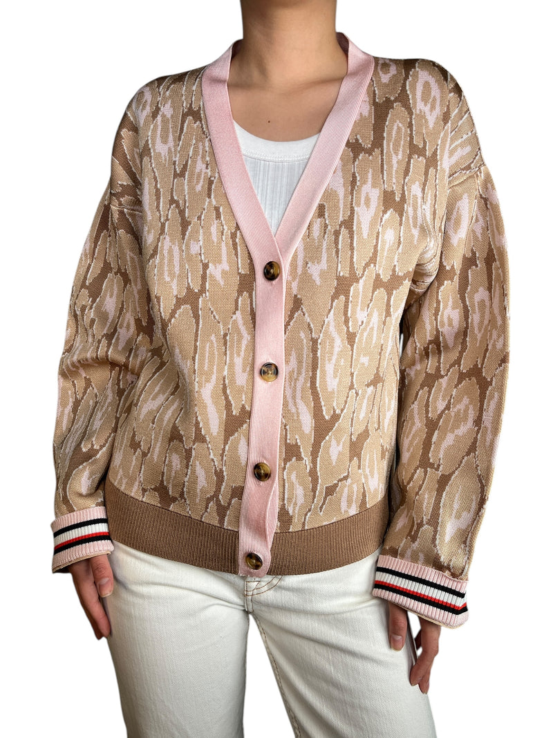 Cárdigan Animal Print Rosa Camel