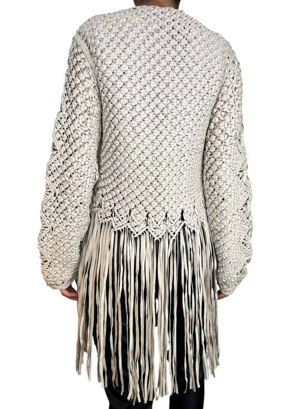 Chaqueta Macramé Aurora Cuero