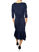 Vestido Navy Knit Belted
