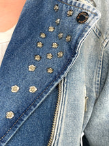 Chaqueta Jeans Flores Brillos