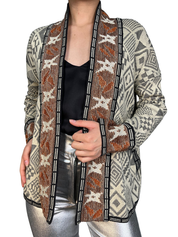Sweater Abierto Fibras Metalizadas