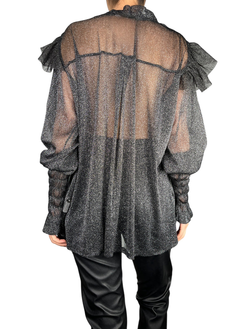 Blusa Traslúcida Fibras Metalizadas