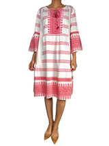 Vestido Blanco Estampado Rojo