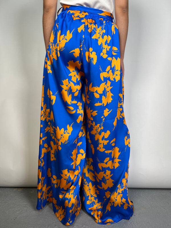 Pantalón Azul Estampado Naranjo