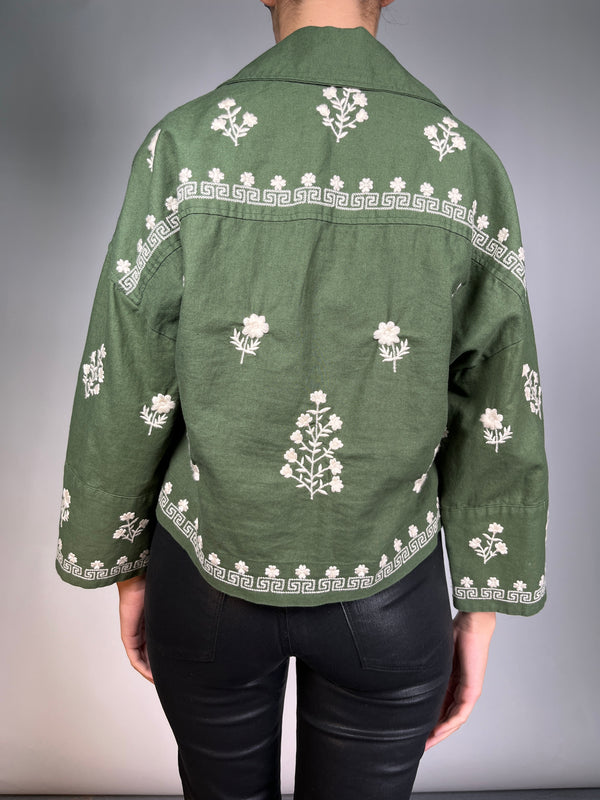 Chaqueta Verde Militar Bordada