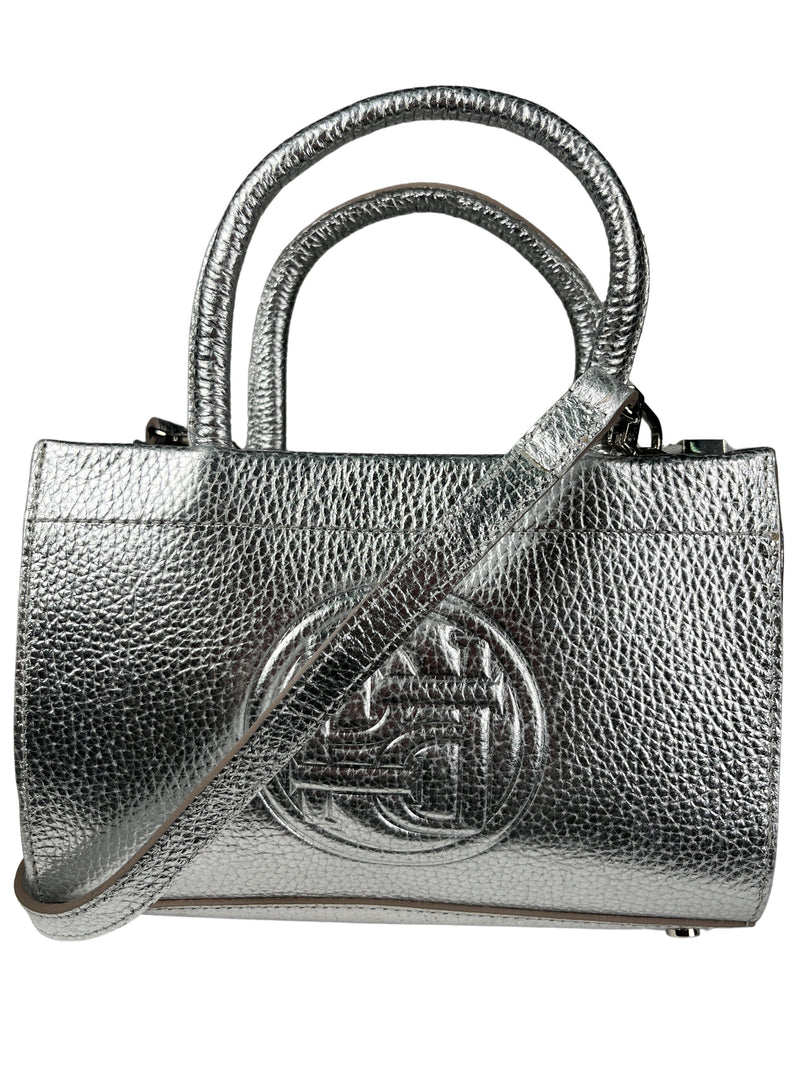 Cartera Cuero Plateada