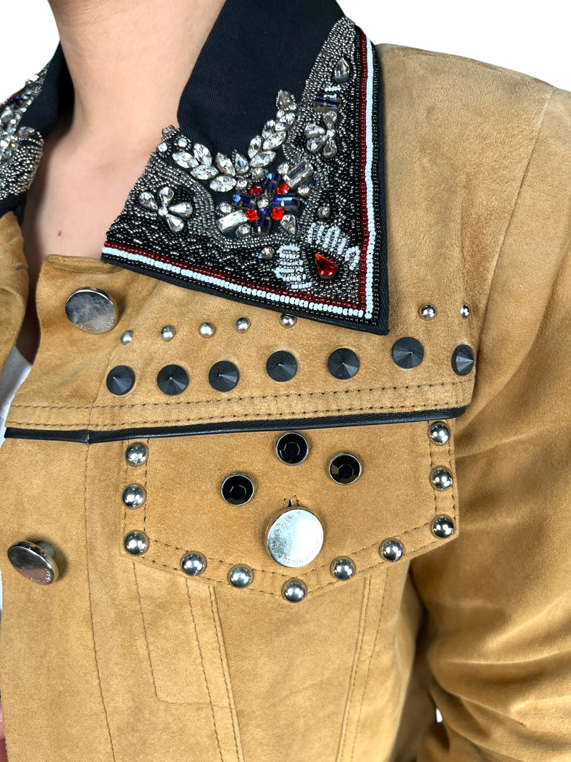 Chaqueta Cuero Bordada