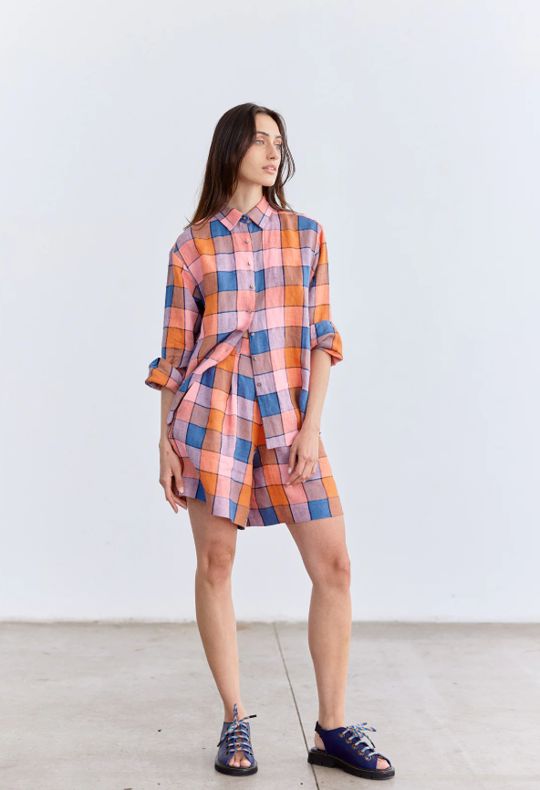 Blusa Cuadros Lino