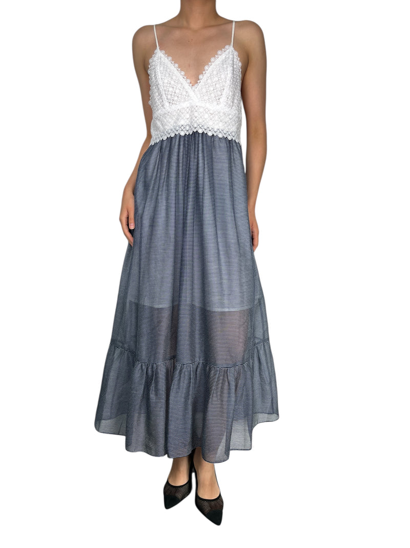 Vestido Rayas Vuelo Encaje