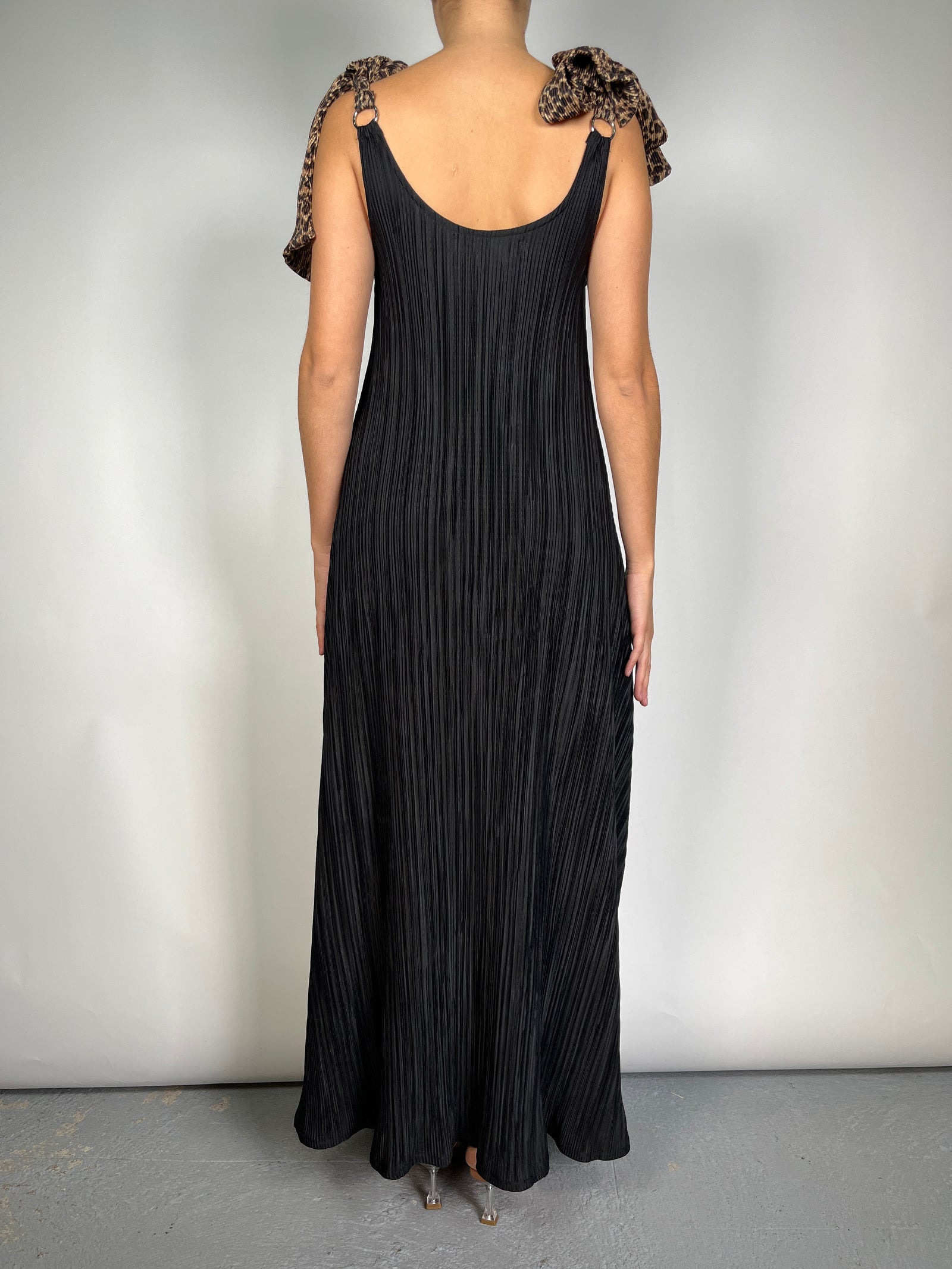 Vestido Negro Lazo Animal Print VICTORIA RAVEAU – Market People