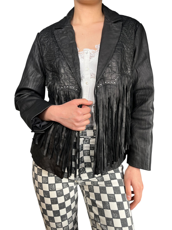 Chaqueta Fringes Cuero