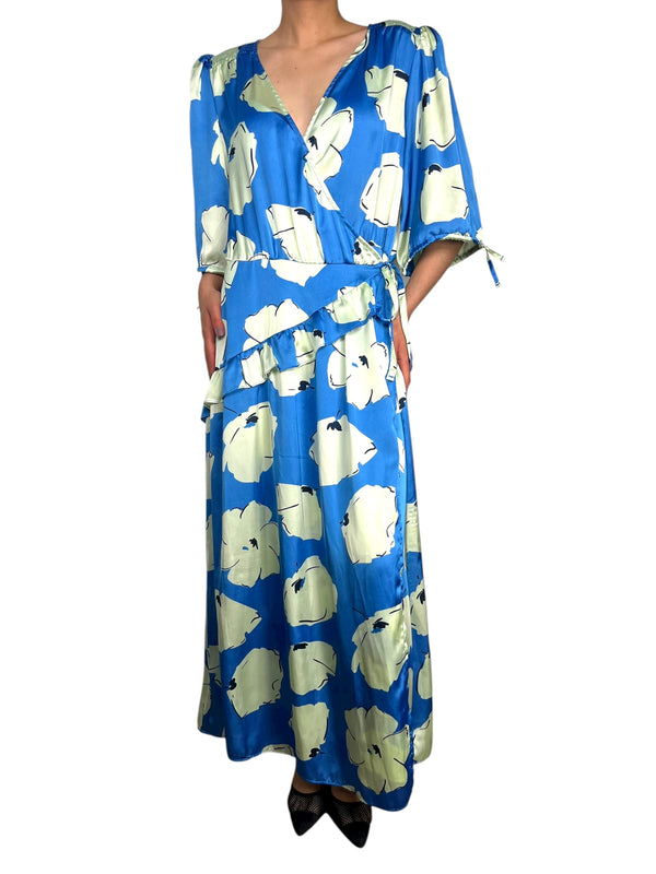 Vestido Wrap Azul Estampado