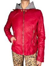 Chaqueta Cuero Con Capucha Desmontable