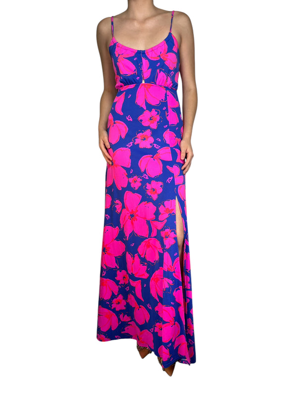 Vestido Fucsia y Azul Estampado