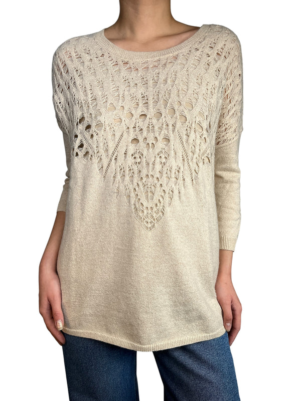 Sweater Beige Fibras Metalizadas