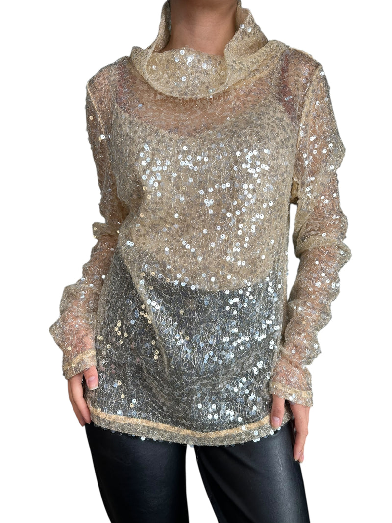Blusa Traslúcida Lentejuelas