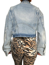 Chaqueta Jeans Flores Brillos