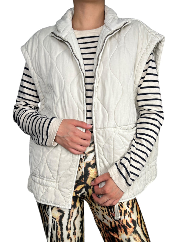 Chaqueta Acolchada Sin Mangas Crema