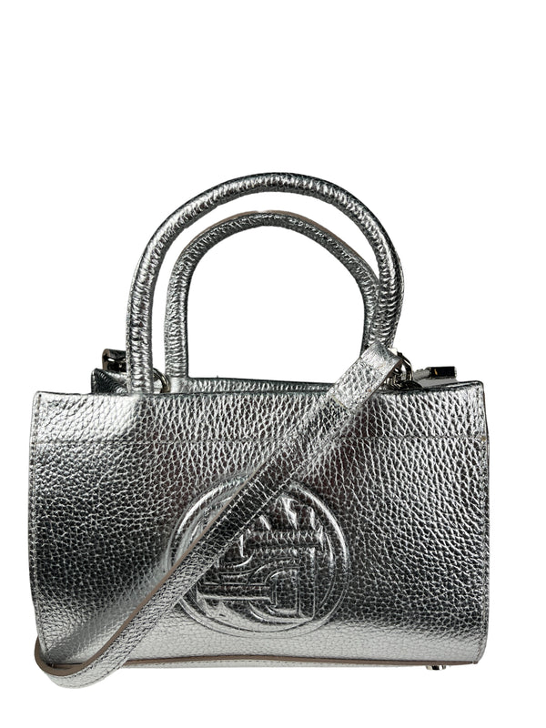 Cartera Cuero Plateada
