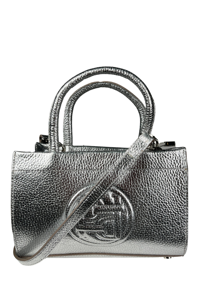 Cartera Cuero Plateada