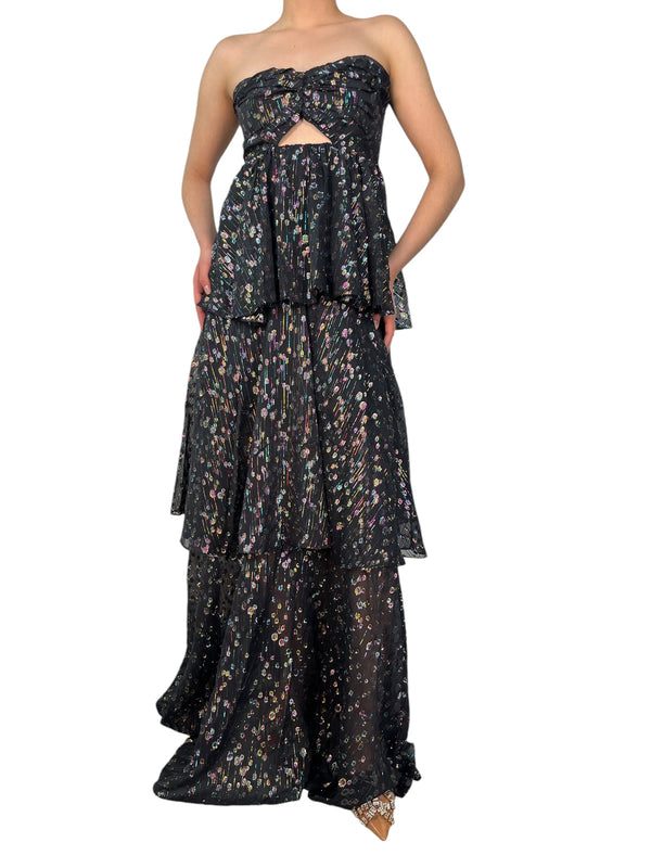 Vestido Seda Fibras Metalizadas