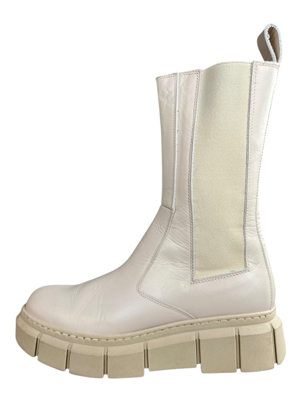 Botines Cuero Crema