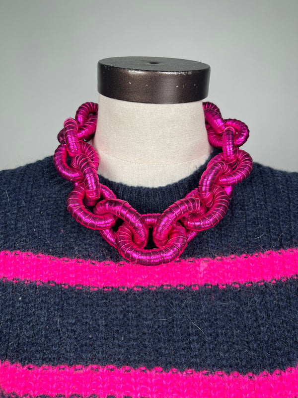 Collar Eslabón Fucsia Metallic