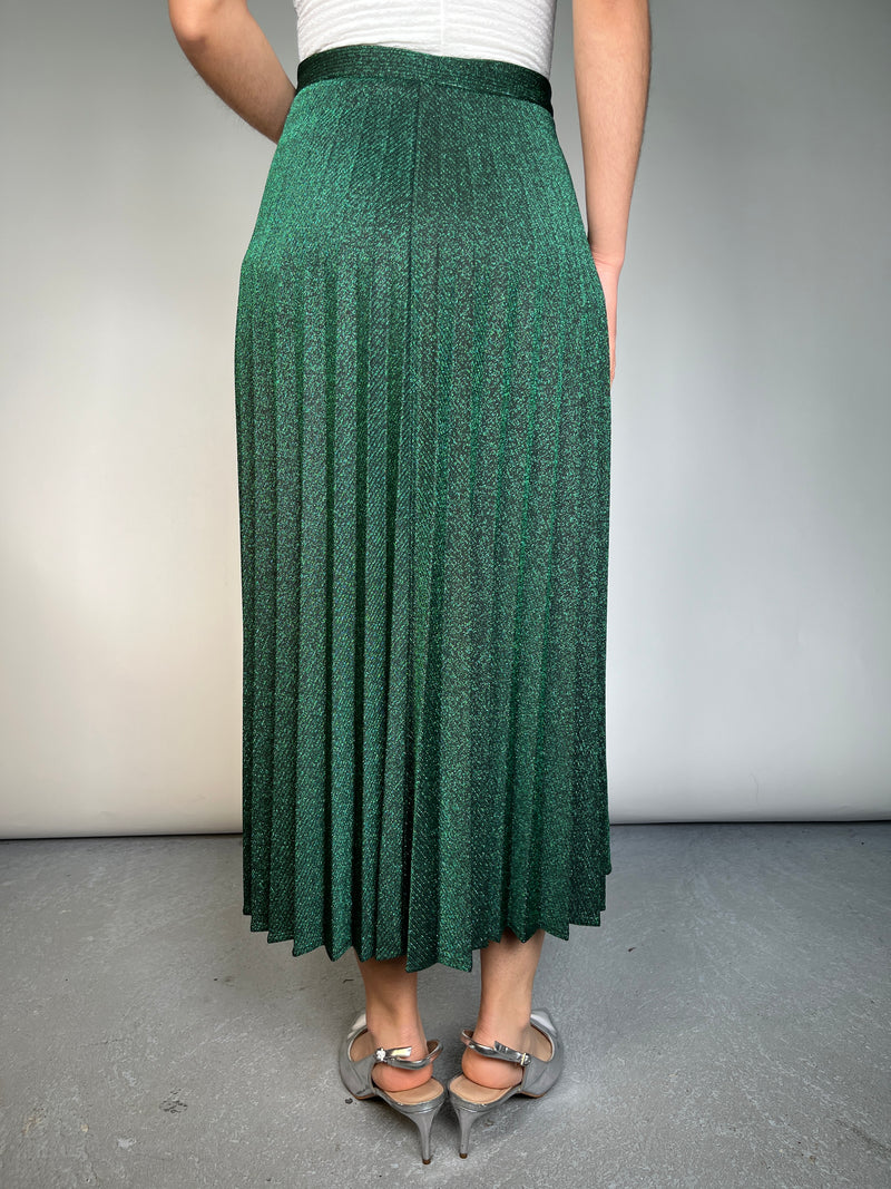 Falda Plisada Verde Metalizada