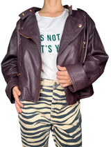 Chaqueta Cuero Burdeo
