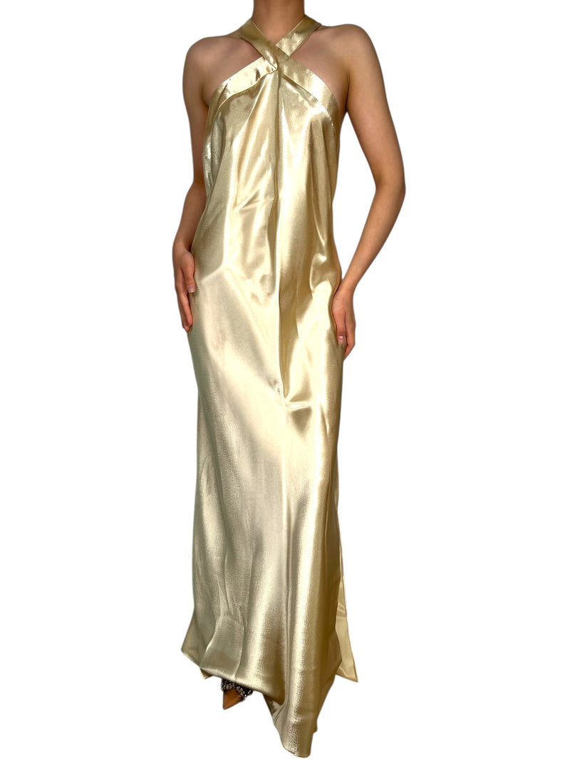 Vestido Dorado Satinado