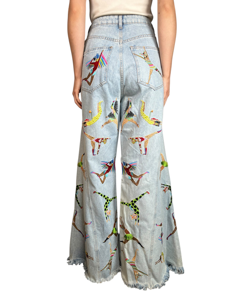 Jeans Palazzo Bordado