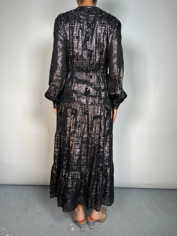 Vestido Seda Fibras Metalizadas