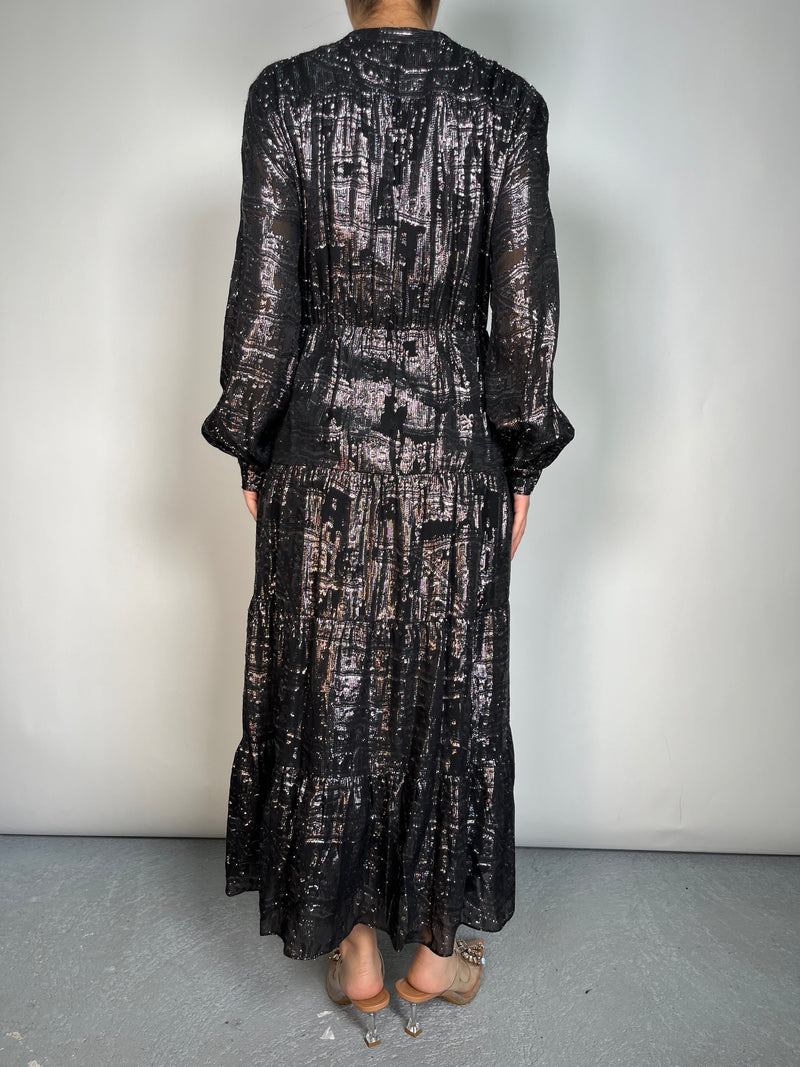 Vestido Seda Fibras Metalizadas