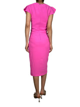 Vestido Gaff Abito Poly Crepe Fucsia