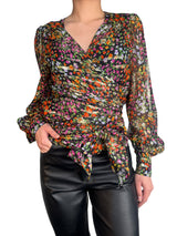 Blusa Flaure Floral Metallic Seda 