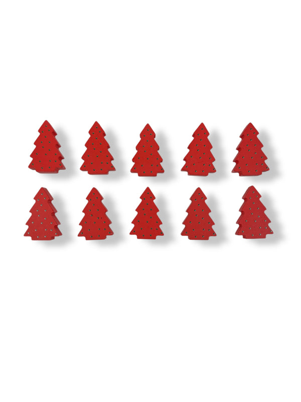 Set 10 Pinos Rojos Marcadores de puestos