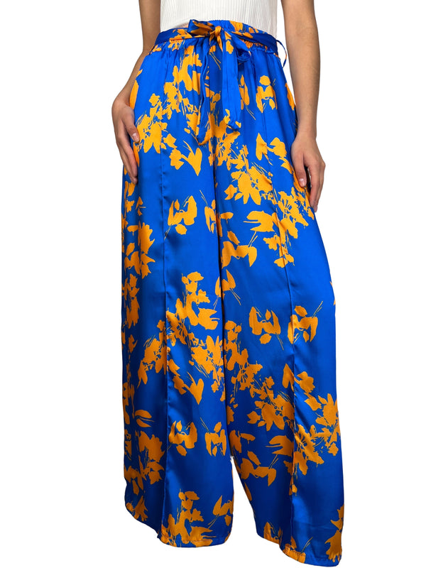 Pantalón Azul Estampado Naranjo