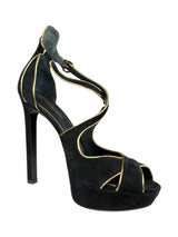 Tacones Alto Borde Dorado