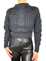 Sweater de Punto Trenzado Pedrería