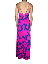 Vestido Fucsia y Azul Estampado
