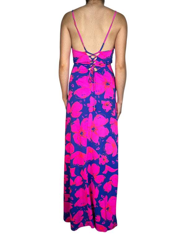 Vestido Fucsia y Azul Estampado