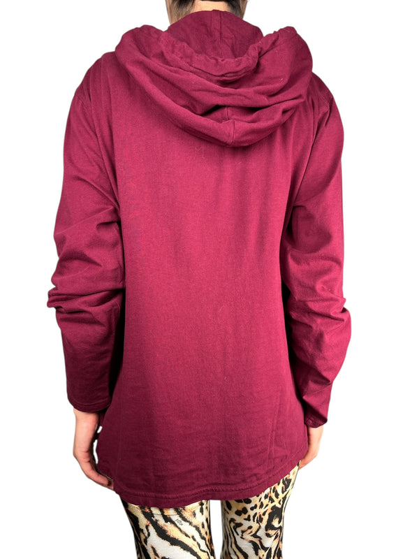 Polera Capucha Burdeo