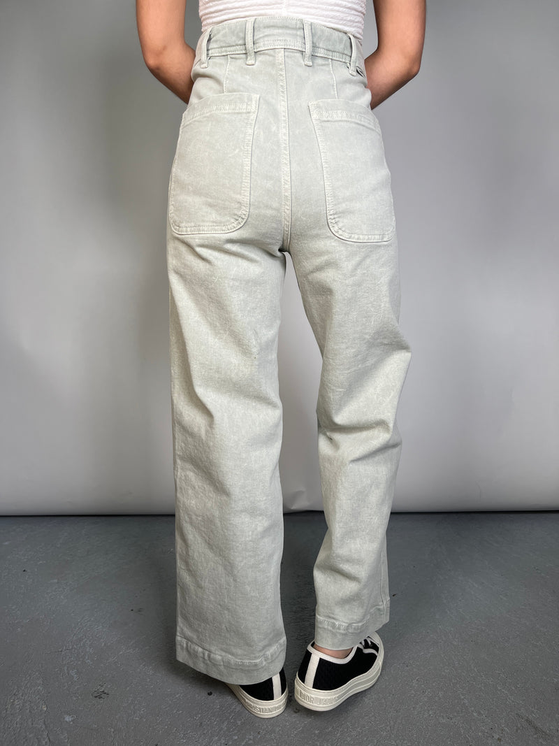 Jeans Straight Cropped Menta