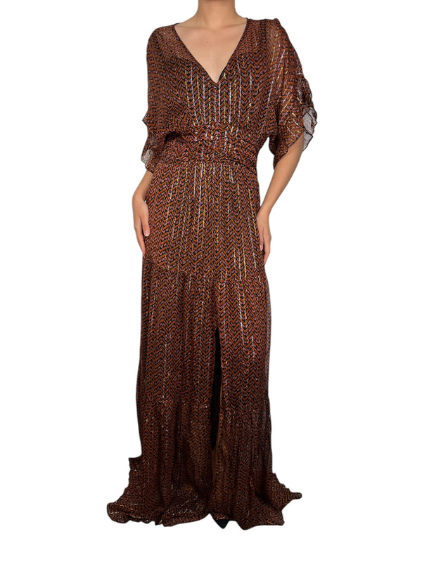 Vestido Viscosa Fibras Metalizadas