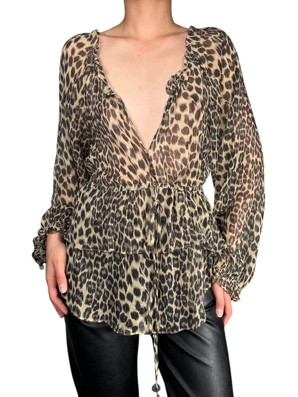 Blusa Traslúcida Fibras Metalizadas