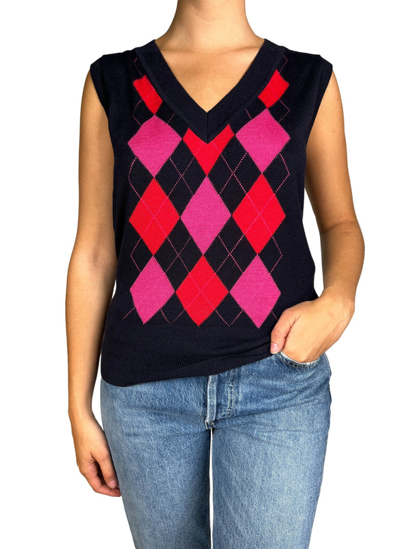 Sweater Argyle Sin Mangas