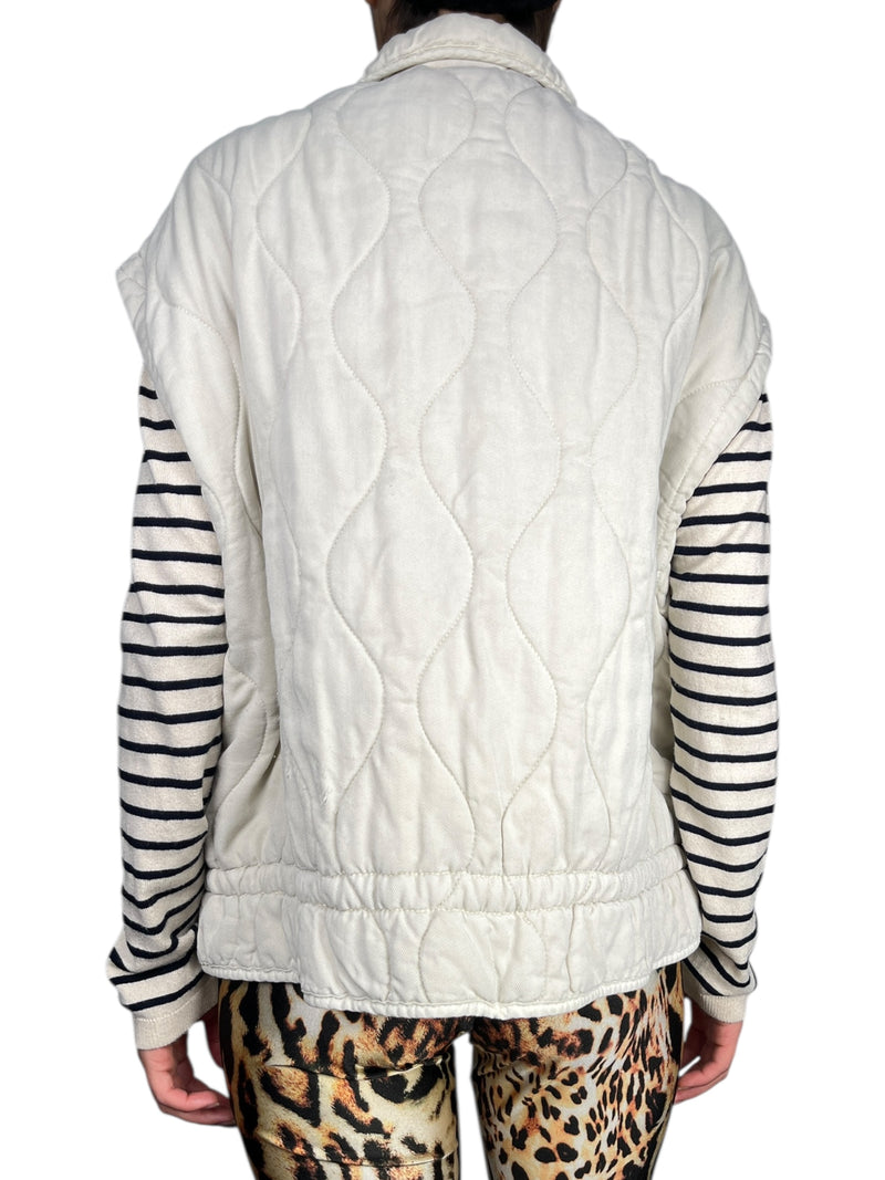 Chaqueta Acolchada Sin Mangas Crema