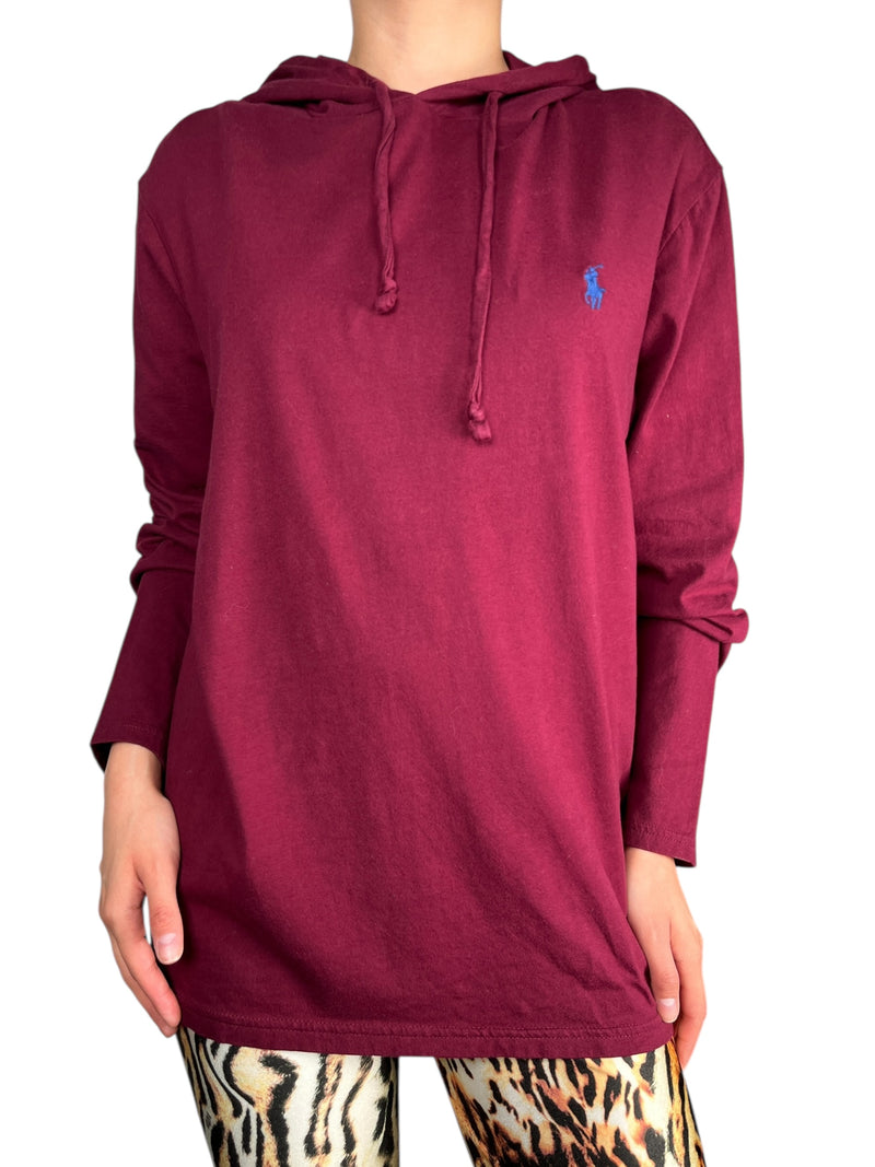 Polera Capucha Burdeo