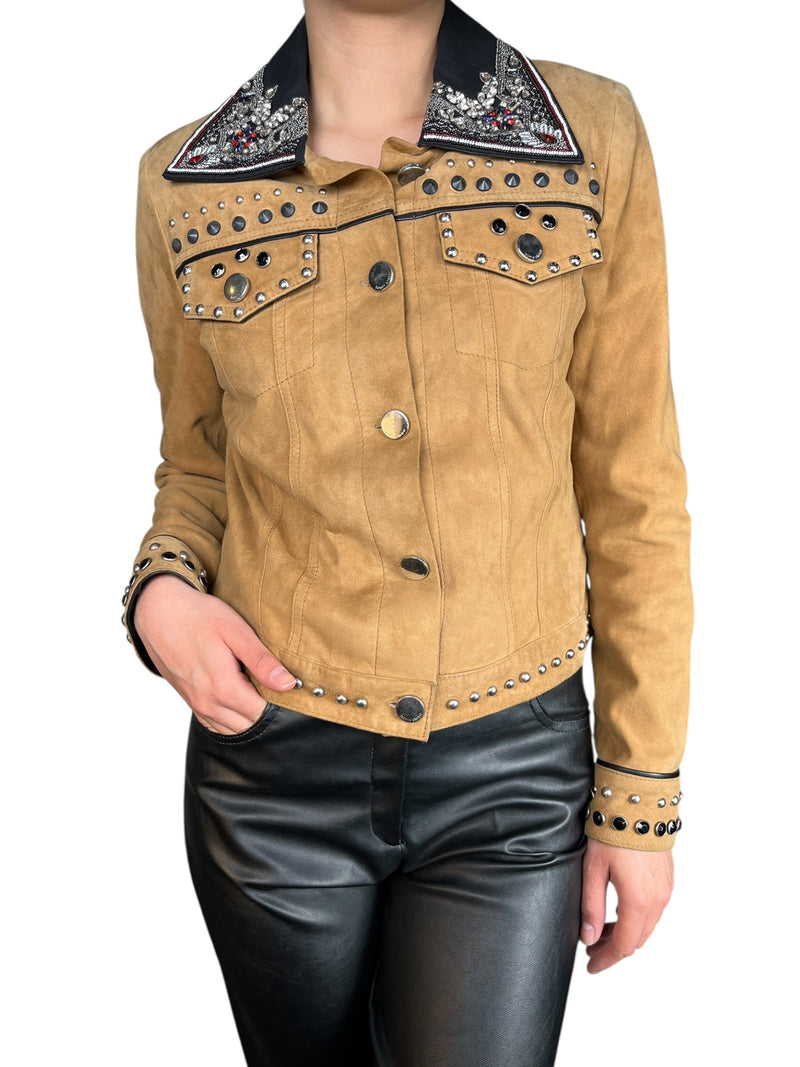 Chaqueta Cuero Bordada