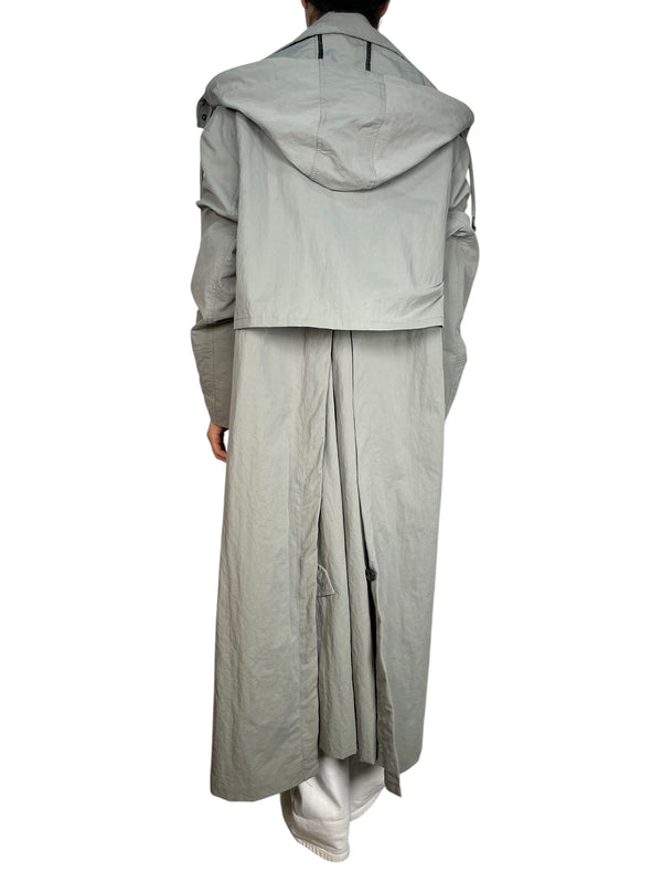 Trench Verde Capucha Desmontable